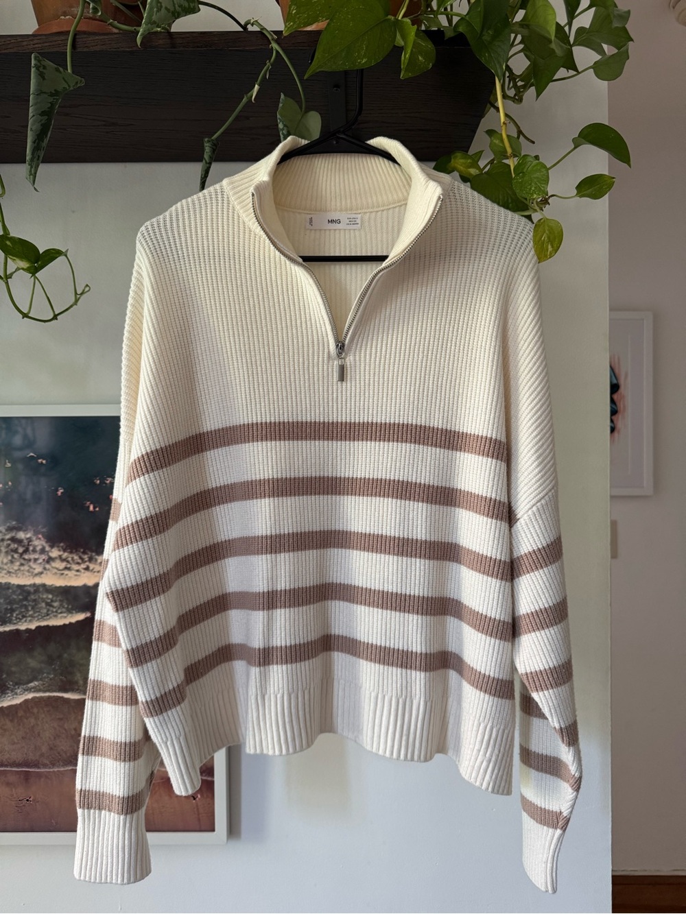Mango Striped Sweater with Zipper - Picture 3 of 14